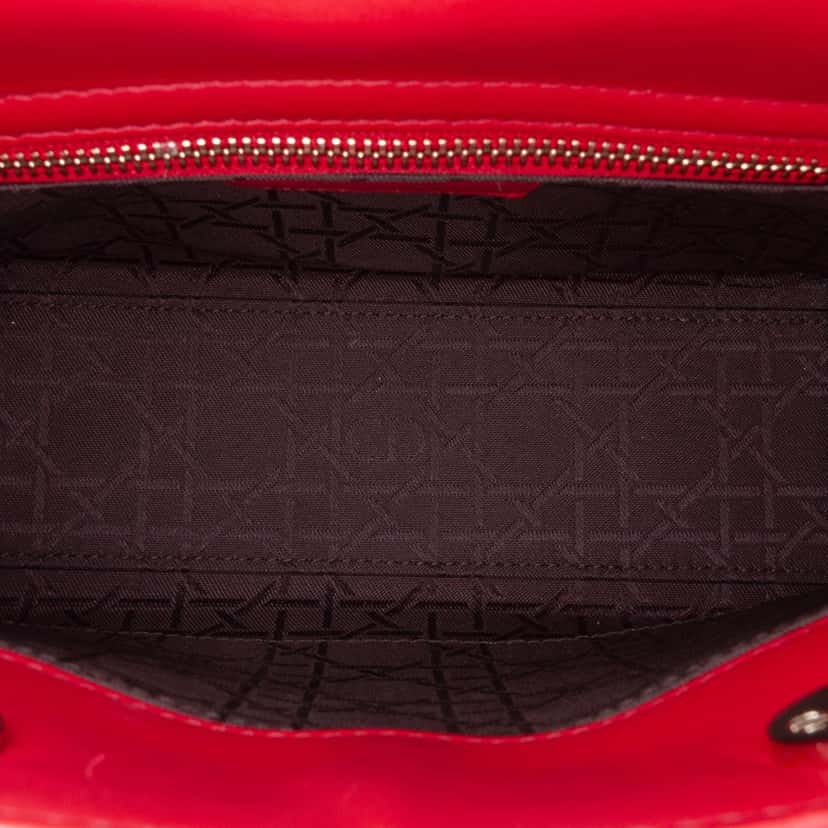Dior Small Lambskin Cannage My ABCDior Lady Dior Red Leather Good condition - Model View