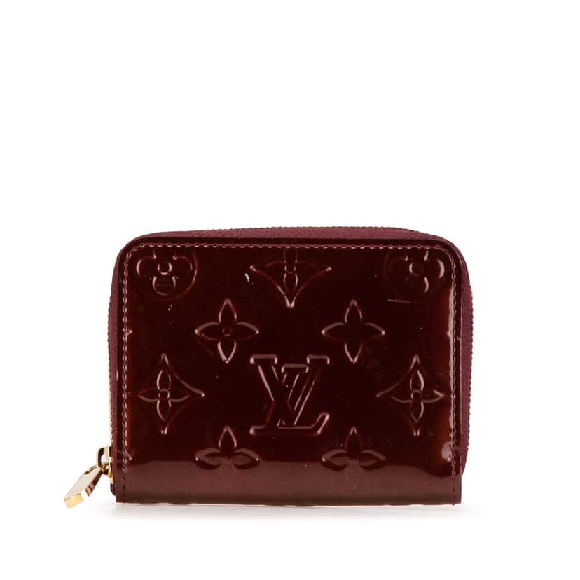 Louis Vuitton Monogram Vernis Zippy Coin Purse Red Leather Good condition - Front View