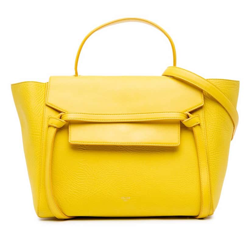 Celine Mini Leather Belt Bag Satchel Yellow Leather Good condition - Front View