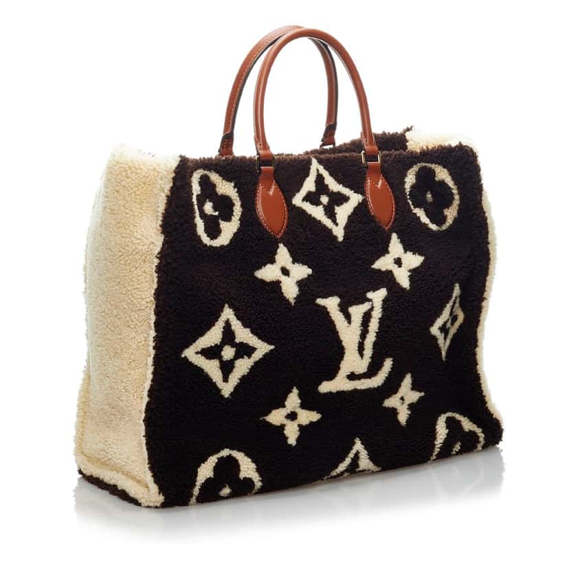 Louis Vuitton Monogram Giant Shearling Teddy Onthego GM Black Wool Good condition - Back View