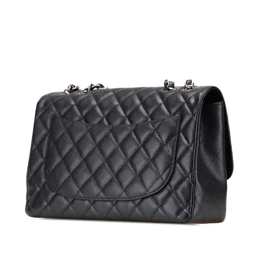 Chanel Jumbo Classic Caviar Double Flap Black Leather Good condition - Back View