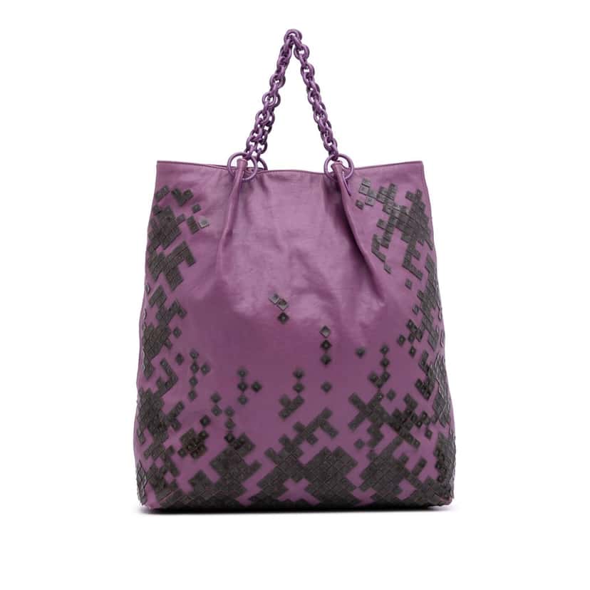 Bottega Veneta Vitello Mosaico Laque Tote Purple Leather Very good condition - Front View