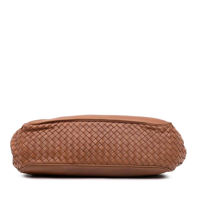 Bottega Veneta Nappa Intrecciato Trimmed Napoli Handbag Brown Leather Good condition - Inside View