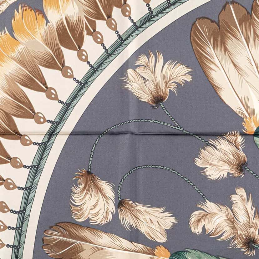 Hermès Brazil Detail Silk Scarf Grey Silk Good condition - Back View