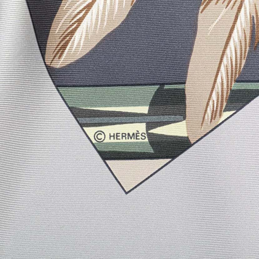 Hermès Brazil Detail Silk Scarf Grey Silk Good condition - Model View