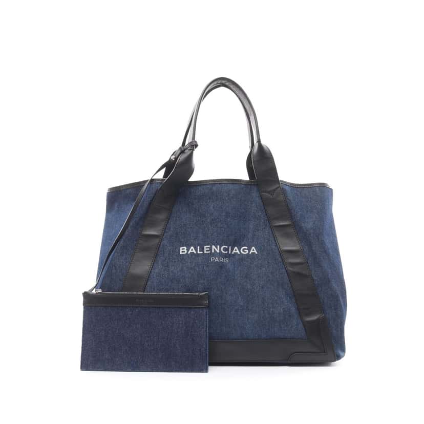 Balenciaga Denim Navy Cabas M Blue Denim Good condition - Front View