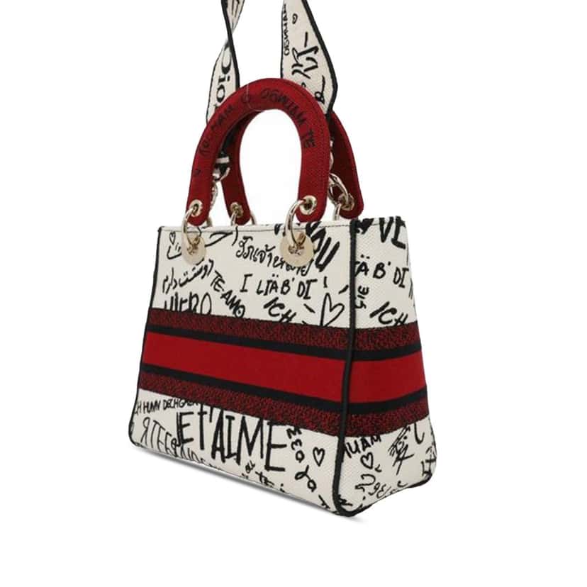 Dior Medium Canvas DiorAmour Graffiti Lady D Lite White Canvas Good condition - Back View