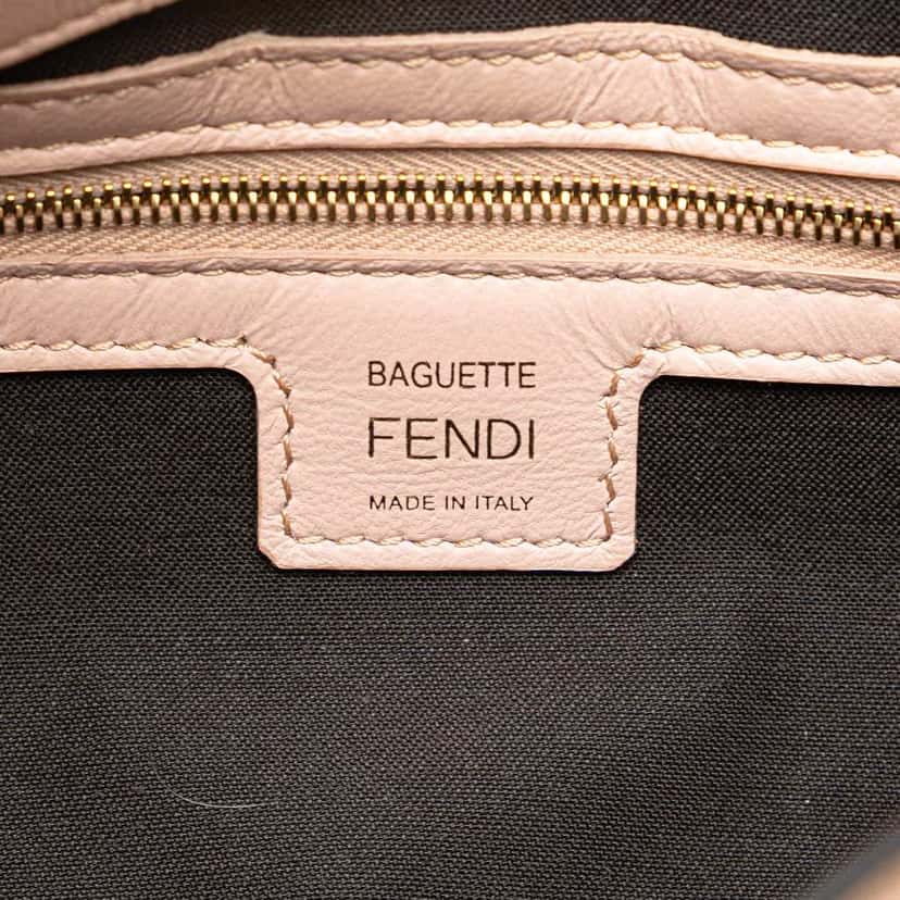 Fendi Zucca Embossed Leather Baguette Satchel Pink Leather Good condition - Box View