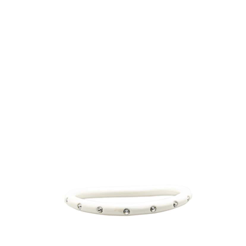 Chanel Resin Rhinestones CC Bangle White Good condition - Inside View
