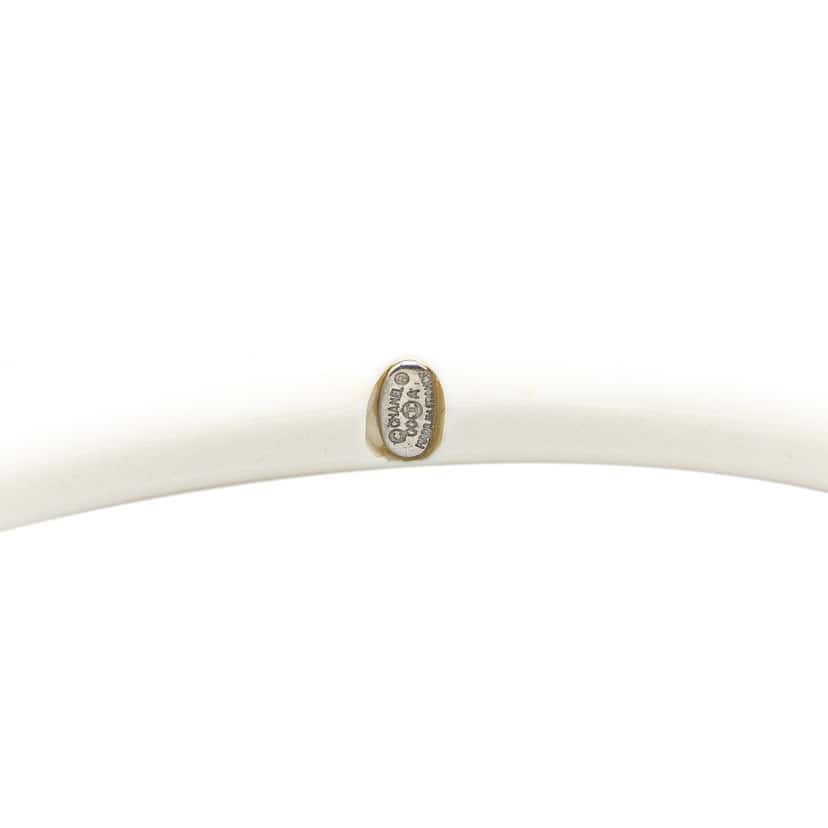 Chanel Resin Rhinestones CC Bangle White Good condition - Box View