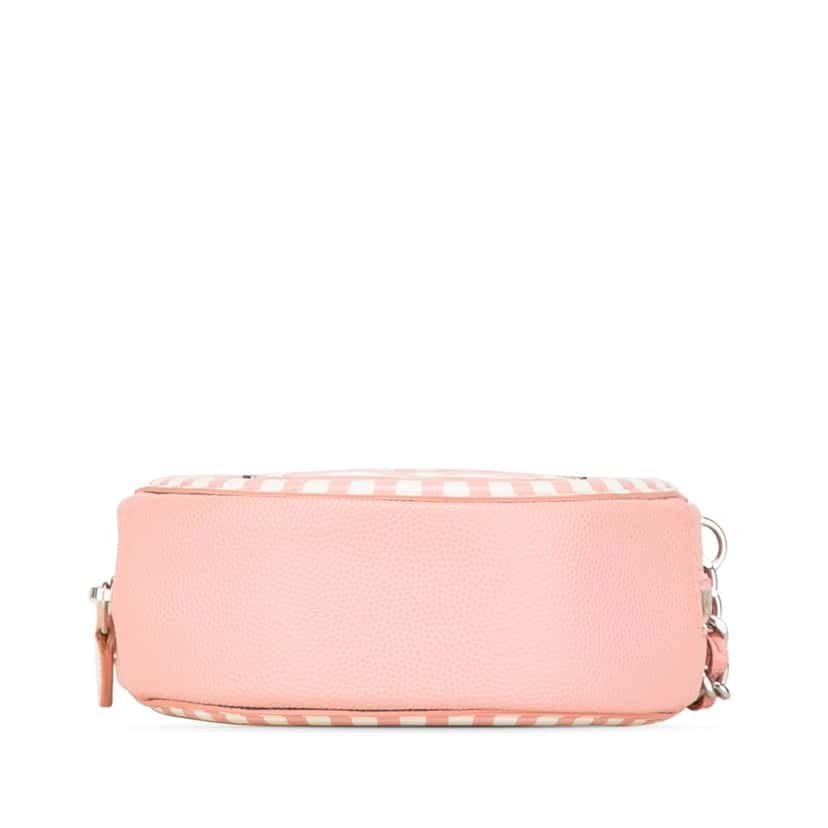 Chanel Caviar Striped CC Filigree Round Crossbody Pink Leather Good condition - Inside View