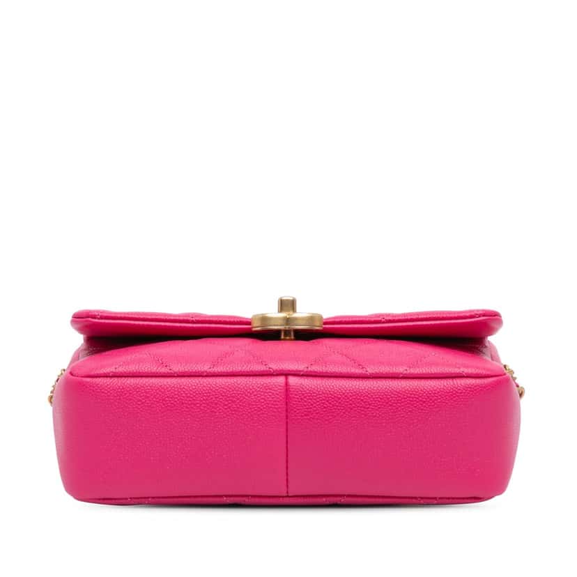 Chanel Small Quilted Caviar Chain Melody Flap Pink Leather Good condition - Inside View