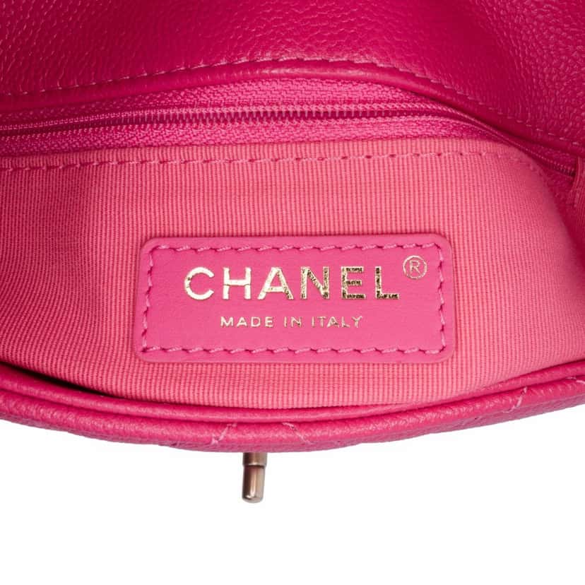 Chanel Small Quilted Caviar Chain Melody Flap Pink Leather Good condition - Box View