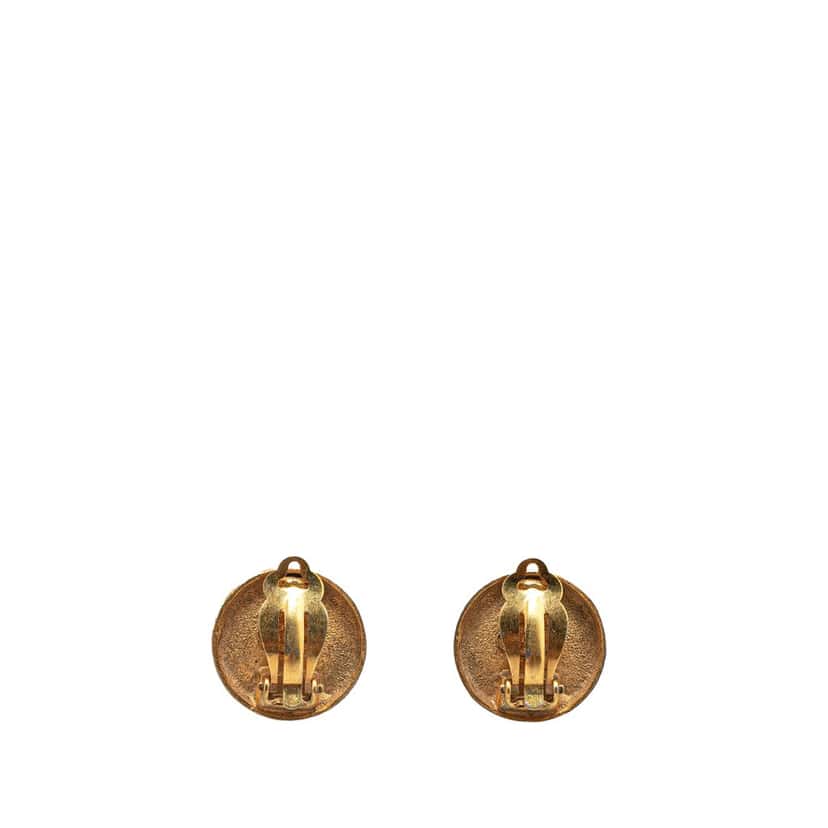 Chanel Gold Tone CC Button Clip On Earrings Gold Metal Good condition - Back View