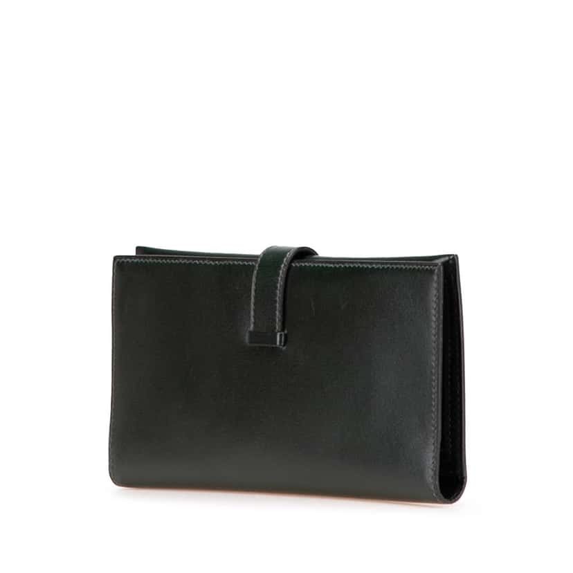 Hermès Box Calf Bearn Wallet Green Leather Good condition - Back View