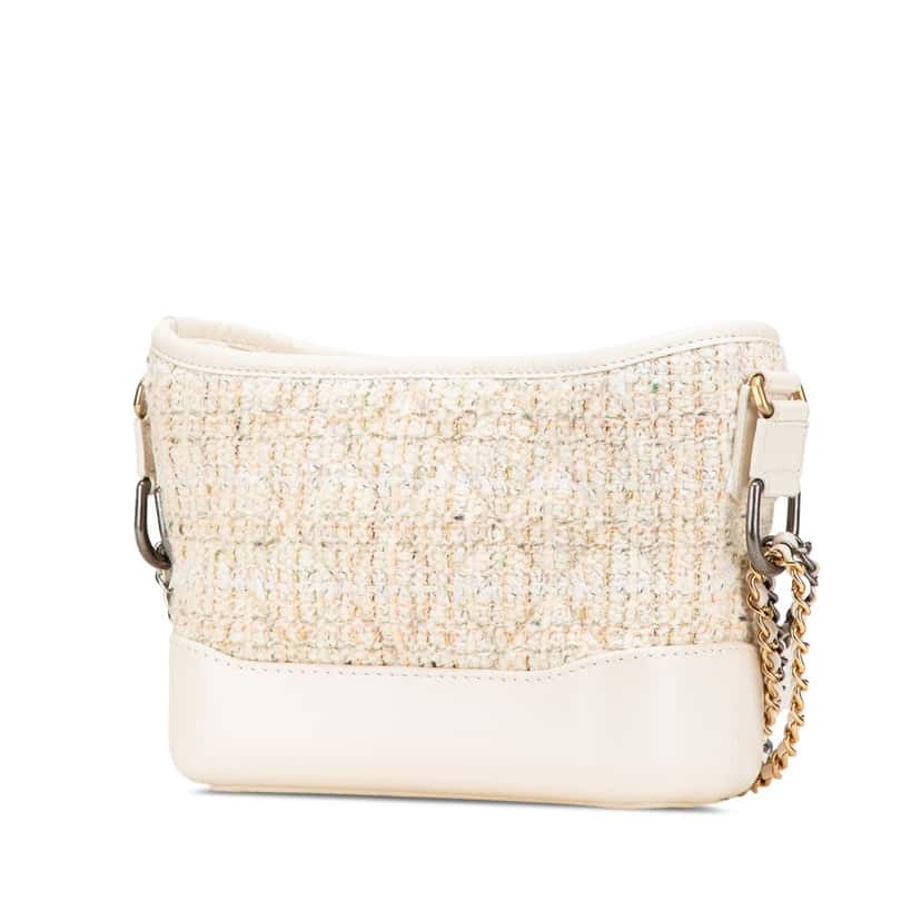 Chanel Small Tweed and Calfskin Gabrielle Crossbody Brown Tweed Good condition - Back View