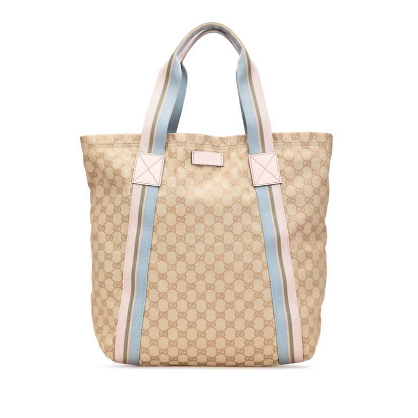 Gucci GG Canvas Web Tote Brown Canvas Good condition - Front View