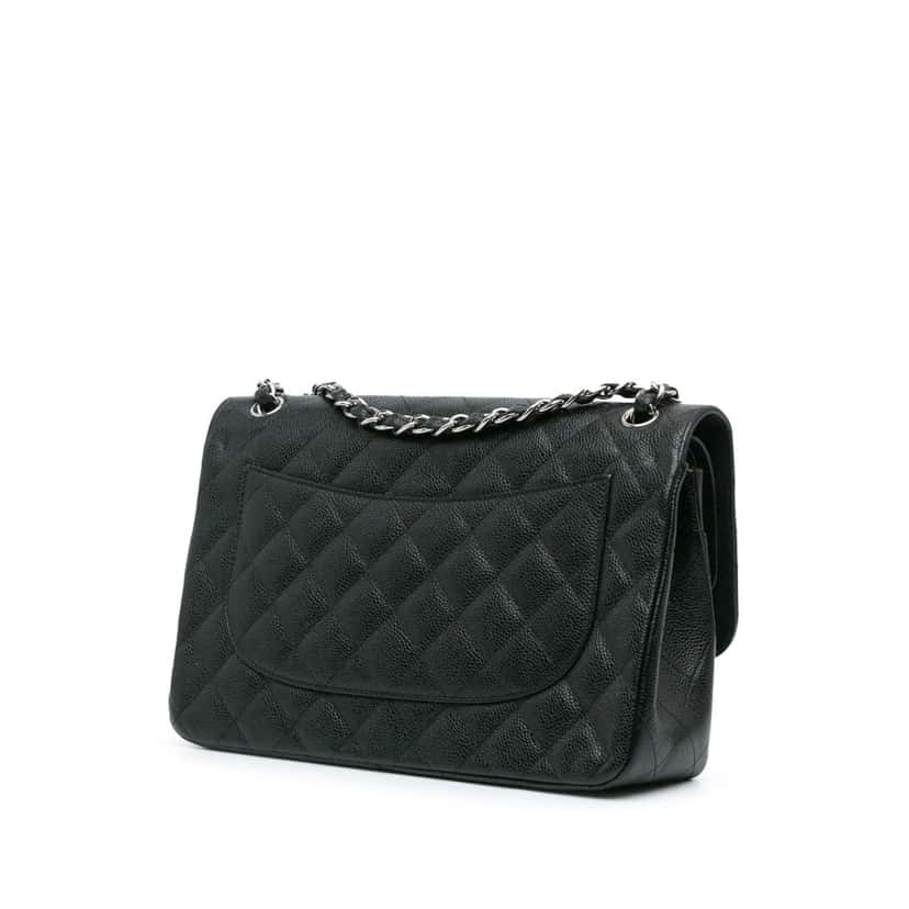 Chanel Jumbo Classic Caviar Double Flap Black Leather Good condition - Back View