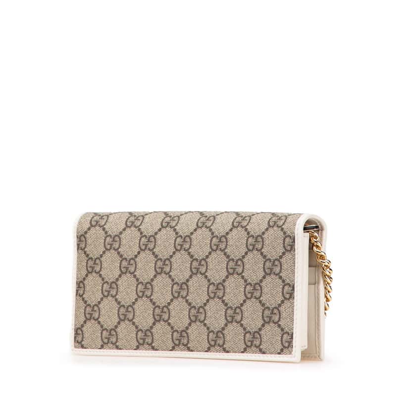 Gucci GG Supreme Horsebit 1955 Wallet On Chain Brown Canvas Good condition - Back View