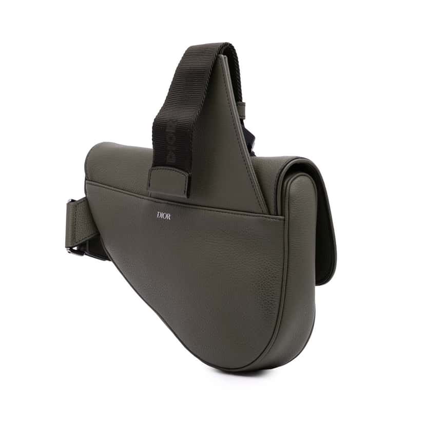 Dior Grained Calfskin Saddle Bag Grey Leather Good condition - Back View
