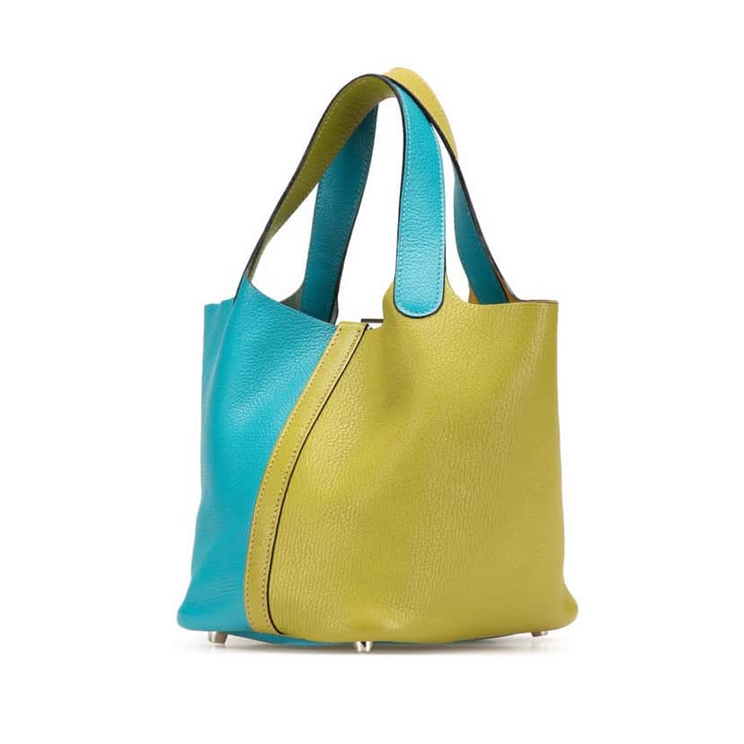Hermès Bicolor Clemence Picotin 18 Blue Leather Good condition - Back View