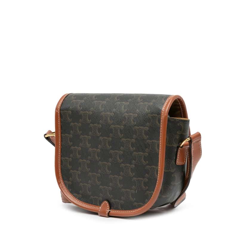 Celine Medium Triomphe Coated Canvas Folco Crossbody Brown Canvas Good condition - Back View