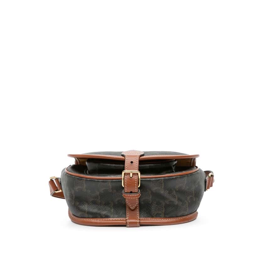 Celine Medium Triomphe Coated Canvas Folco Crossbody Brown Canvas Good condition - Inside View