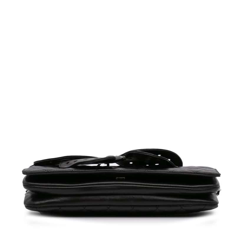 Chanel Quilted Lambskin Butterfly Clutch With Chain Black Leather Good condition - Inside View