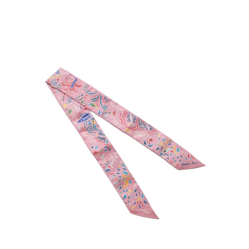 Hermès Isola Di Primavera Silk Twilly Scarf Pink Silk Very good condition - Back View