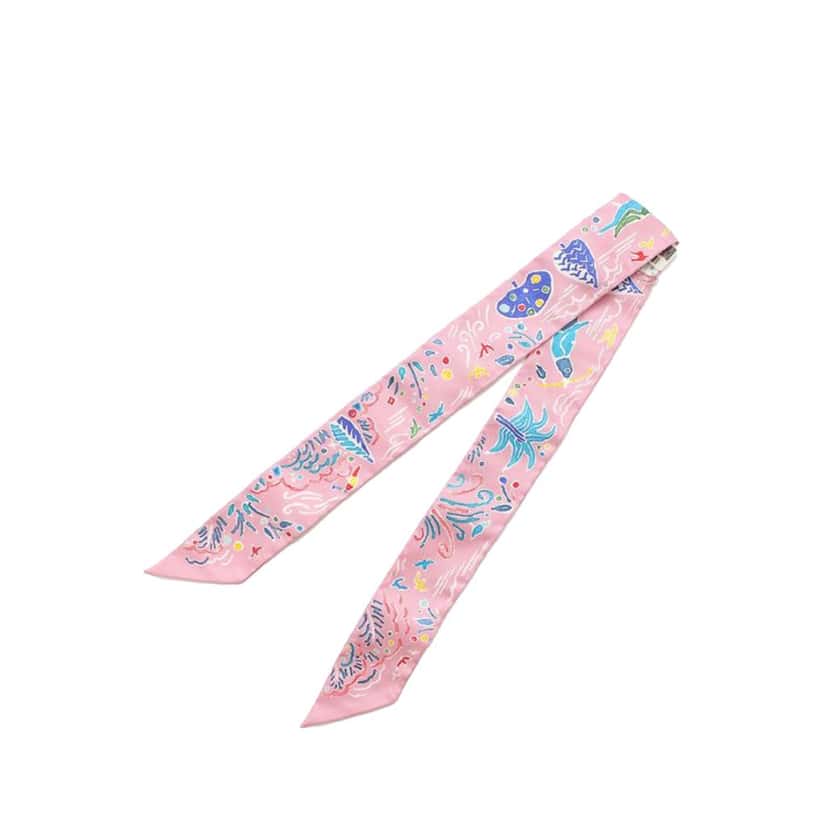 Hermès Isola Di Primavera Silk Twilly Scarf Pink Silk Very good condition - Inside View