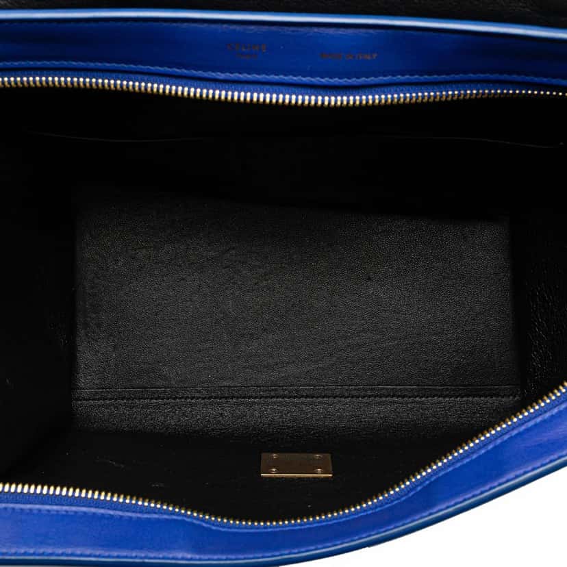 Celine Small Tricolor Leather Trapeze Satchel Blue Leather Good condition - Model View
