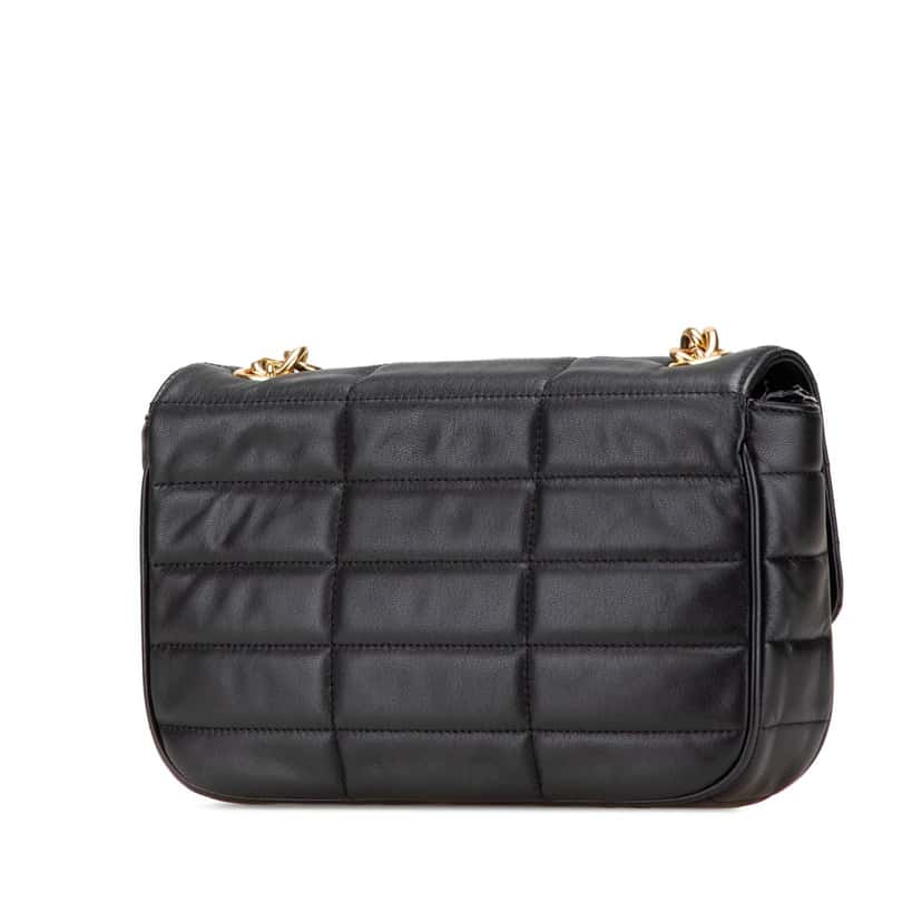 Celine Matelasse Goatskin Monochrome Chain Shoulder Bag Black Leather Good condition - Back View