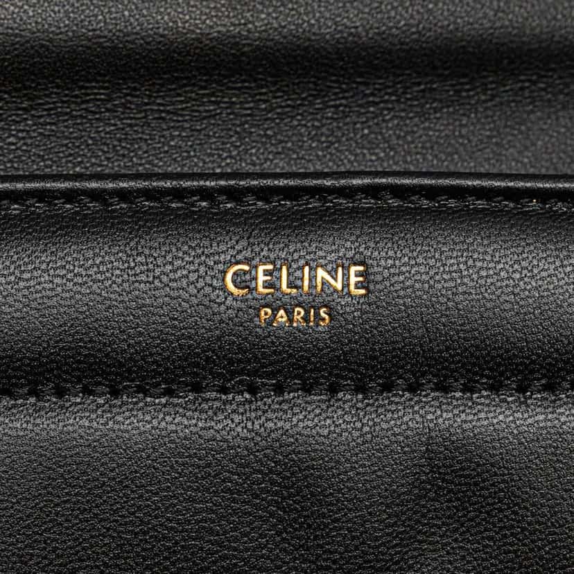 Celine Matelasse Goatskin Monochrome Chain Shoulder Bag Black Leather Good condition - Box View
