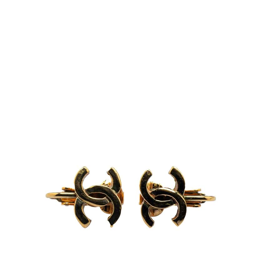 Chanel Gold Plated CC Clip On Earrings Gold Metal Good condition - Front View