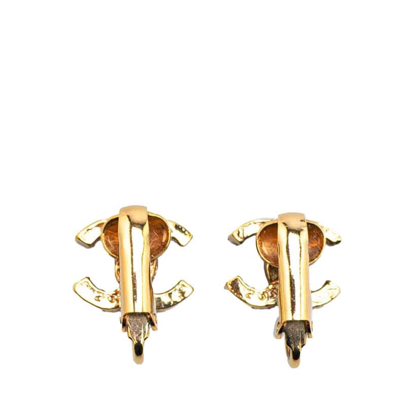 Chanel Gold Plated CC Clip On Earrings Gold Metal Good condition - Back View
