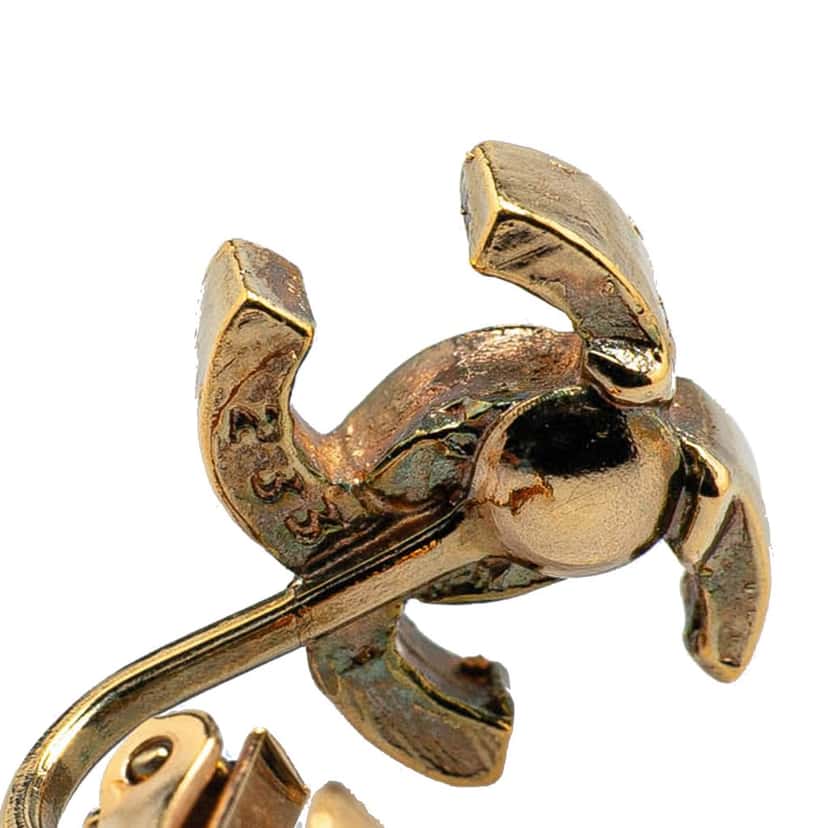 Chanel Gold Plated CC Clip On Earrings Gold Metal Good condition - Inside View