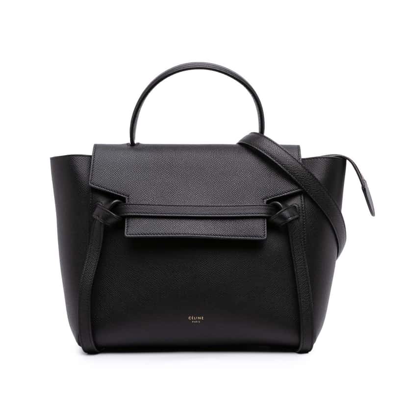 Celine Micro Grained Calfskin Belt Bag Black Leather Good condition - Front View