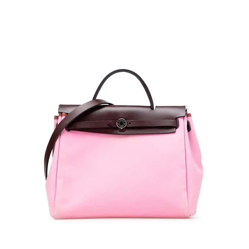 Hermès Toile Herbag Zip 31 Pink Canvas Fair condition - Front View