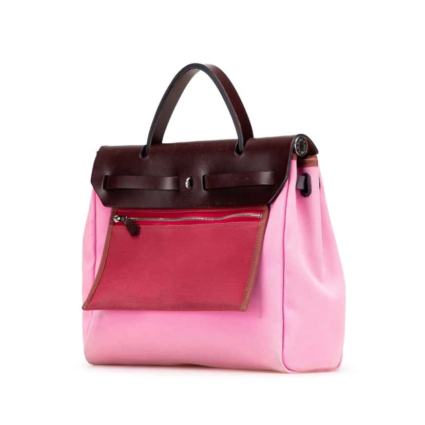 Hermès Toile Herbag Zip 31 Pink Canvas Fair condition - Back View