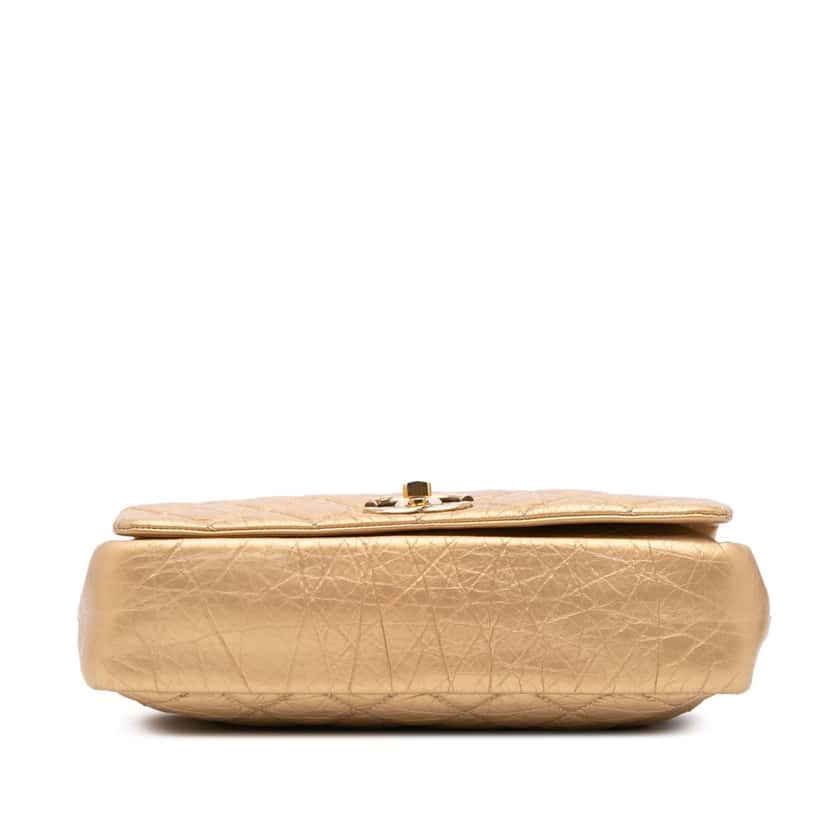 Chanel Medium Quilted Aged Calfskin Pondichery Flap Gold Leather Good condition - Inside View