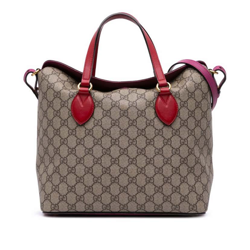 Gucci GG Supreme Linea A Foldover Tote Brown Canvas Good condition - Front View