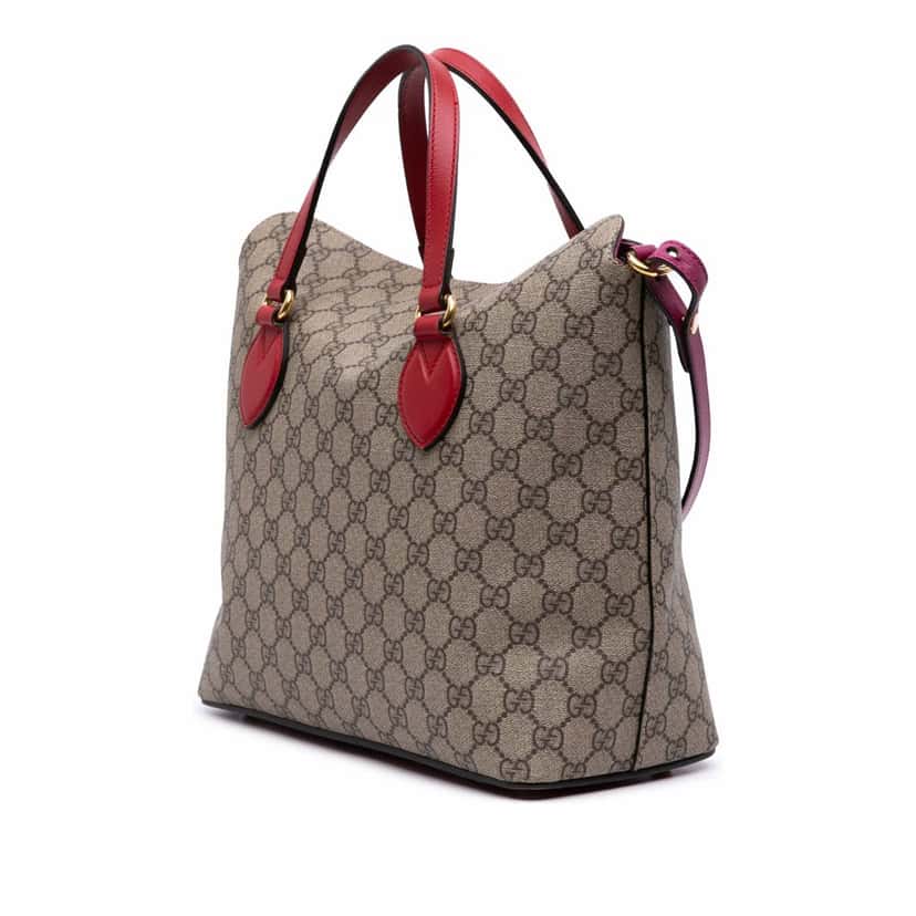 Gucci GG Supreme Linea A Foldover Tote Brown Canvas Good condition - Back View