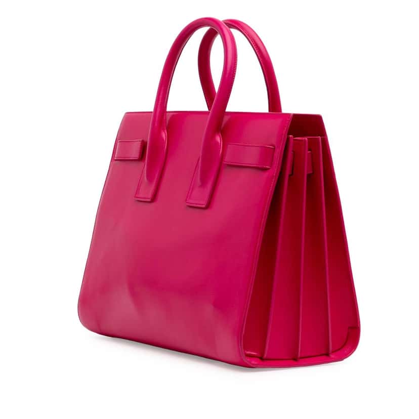 Saint Laurent Small Leather Sac De Jour Satchel Pink Leather Good condition - Back View