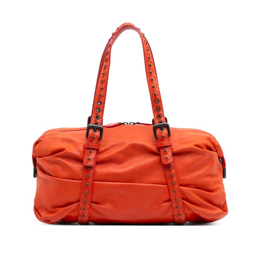 Bottega Veneta Soft Leather Duffle Bag Orange Leather Good condition - Front View