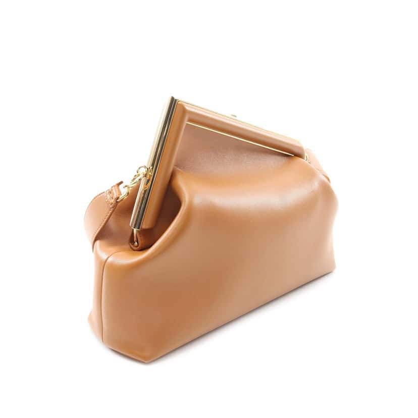 Fendi Medium Nappa Fendi First Shoulder Bag Brown Leather Good condition - Back View