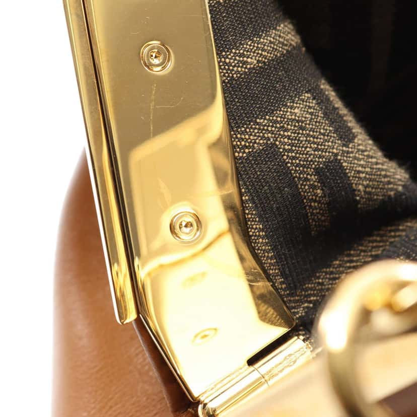 Fendi Medium Nappa Fendi First Shoulder Bag Brown Leather Good condition - Box View