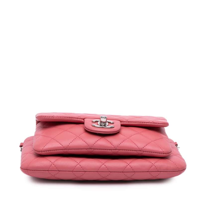Chanel CC Quilted Lambskin Flap Crossbody Pink Leather Fair condition - Inside View