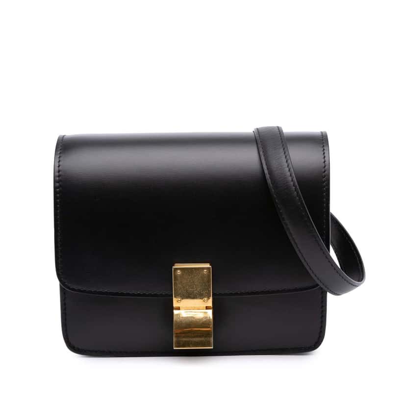 Celine Small Calfskin Classic Box Black Leather Good condition - Front View
