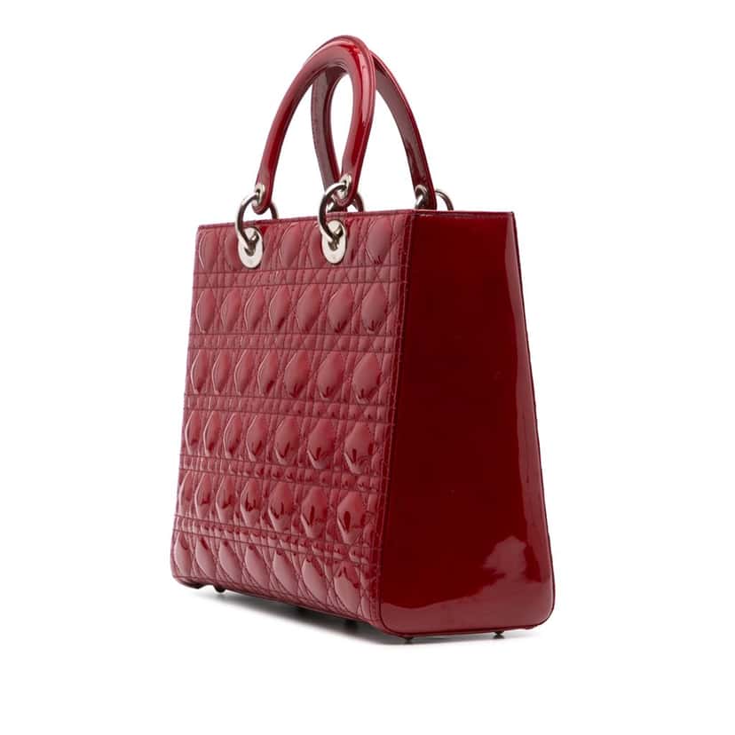 Dior Large Patent Cannage Lady Dior Red Leather Good condition - Back View