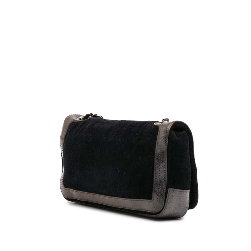 Chanel Terry Cloth CC Sport Line Shoulder Bag Black Cotton Good condition - Back View